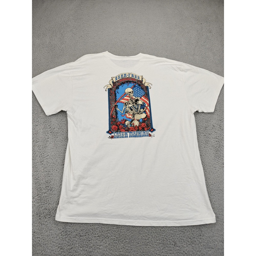 Born Free Loser Machine Shirt Mens 2XL White‎ Motorcycle Show Skeleton Graphic